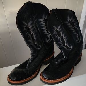 Justin Boots Black Western Cowboy Boots
